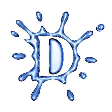 Blue Liquid Water Alphabet With Splashes And Drops Letter D Letter