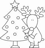 Reindeer Christmas Tree Coloring Pages Clipart Clip Santa Preschoolers Near Outline Cliparts Colouring Standing Claus Color Graphics Mycutegraphics Holiday Library sketch template