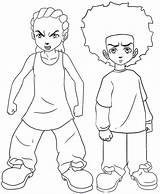 Boondocks Coloring Huey Riley Pages Children sketch template