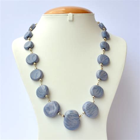 handmade necklace  blue beads  light blue blend maruti beads