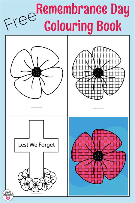 remembrance day colouring book  grade onederful