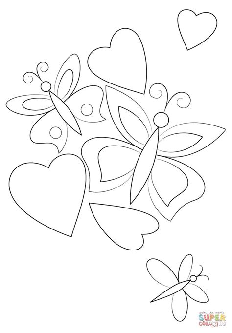 hearts  butterflies super coloring butterfly coloring page