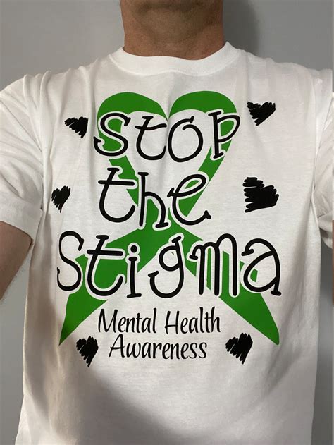 stop the stigma mental health awareness green ribbon etsy