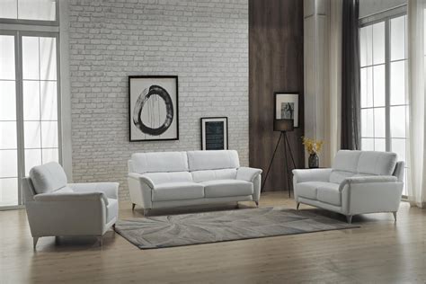 white top grain leather living room sofa set pcs contemporary esf