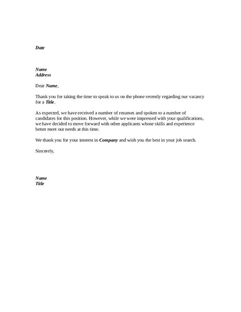 sample phone interview rejection letter template edit fill sign