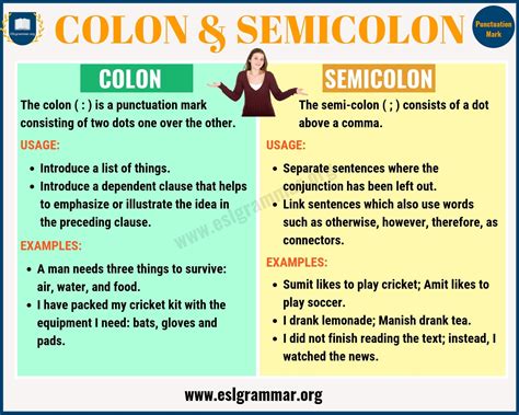 colon  semicolon     semicolon  colon esl grammar