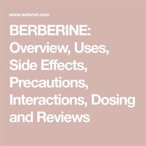 berberine overview uses side effects precautions interactions
