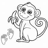 Vector Paw Monkey Print Coloring sketch template