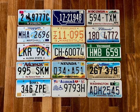 set   colorful license plates    states etsy