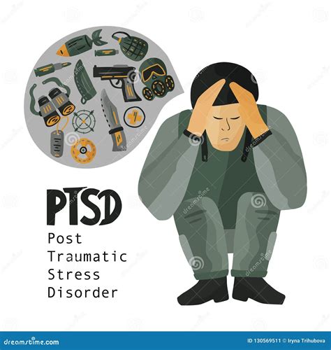 ptsd post traumatic stress disorder vector illustration stock vector