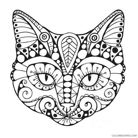 animal zentangle coloring pages  adult cats printable