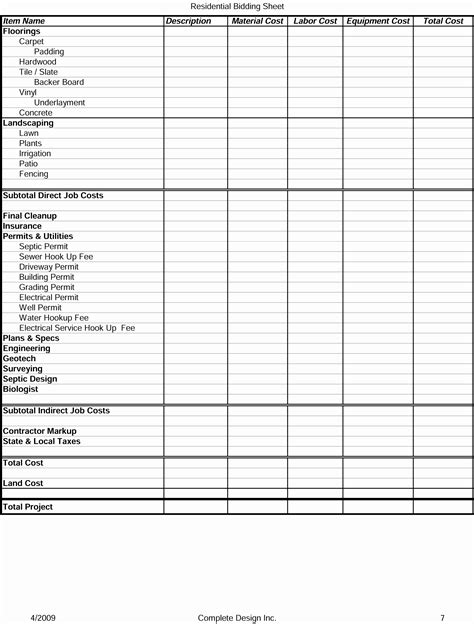 spec sheet template  sample  format templates