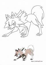 Lycanroc Pokemon sketch template