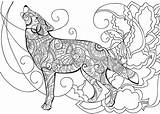 Coloriage Kleurplaten Loup Volwassenen Vos Gris Dieren Vectorielle Stockvector Downloaden Moeilijke Hond Zentangle Stockillustratie sketch template
