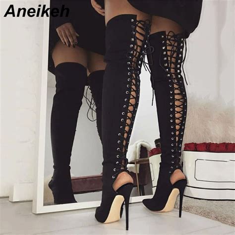 Aneikeh Women Boots High Heels Over The Knee Boots Fashion Ladies Thigh