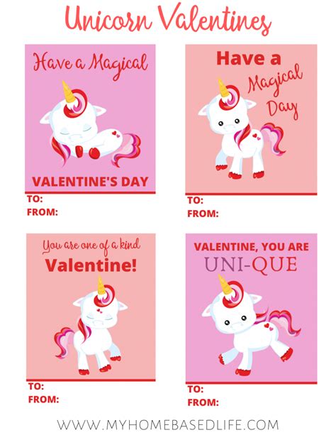 printable unicorn valentine cards