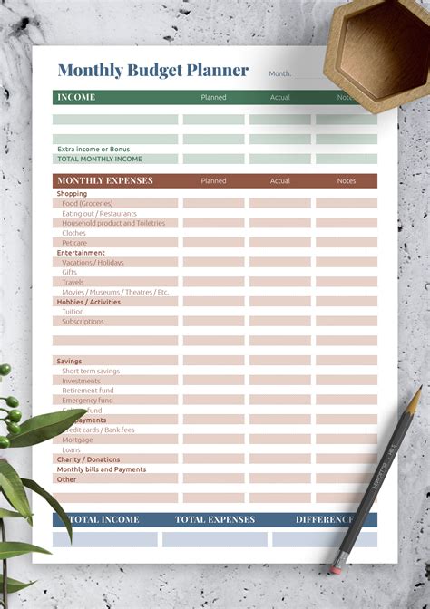 household budget planner printable tutoreorg master  documents