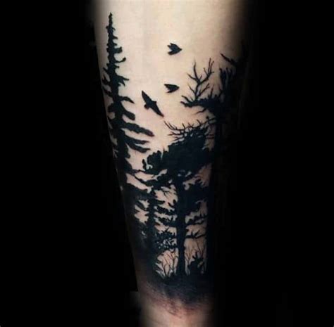 forest tattoo designs  men masculine tree ink ideas