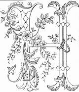 Alphabet Monogram Letters Embroidery Letter Lettering Pages Patterns Coloring Printable Fancy Illuminated Vintage Letras Designs Pattern Color Adults Hand Adult sketch template
