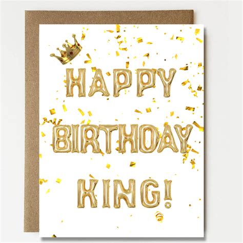 happy birthday king gold balloons birthday card card  etsy