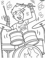 Coloring Pages Band Boy Rock Roll Drum Set Color Drummer Play Kids Hiking Drawing Showtime Mariachi Drumset Drums Playing Printable sketch template