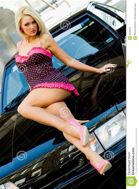 sports car girl blonde stock image image of modern pose 3849915
