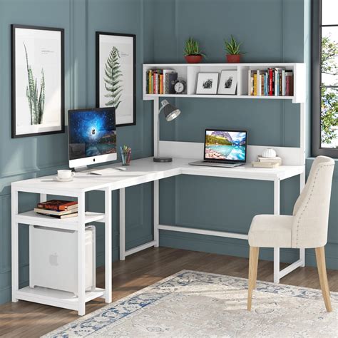 Home And Garden Furniture Tribesigns L Shaped Desk With Storage Hutch 68