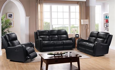 Shae Cortana Black Leather Power Reclining Living Room Set