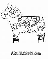 Coloring Horse Swedish Dala Template sketch template