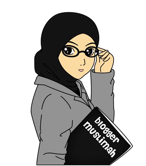 gambar wanita muslimah kartun berkacamata medsos
