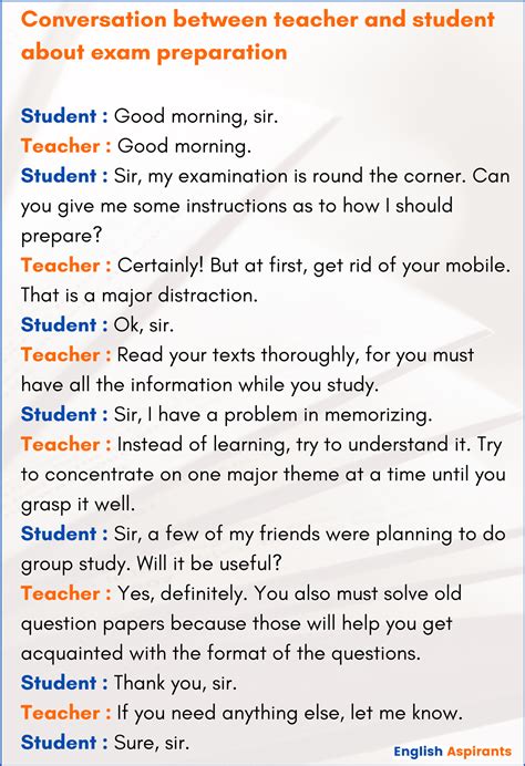 write  conversation  teacher  student  examples
