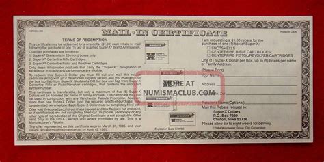 winchester  dollar mail  certificate  dollar rebate