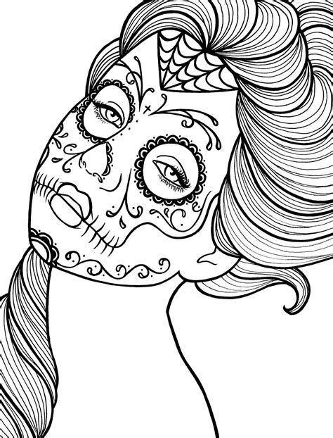 day   dead  drawing tattoo makeup coloring pages
