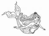 Coloring Mermaid Princess Pages sketch template
