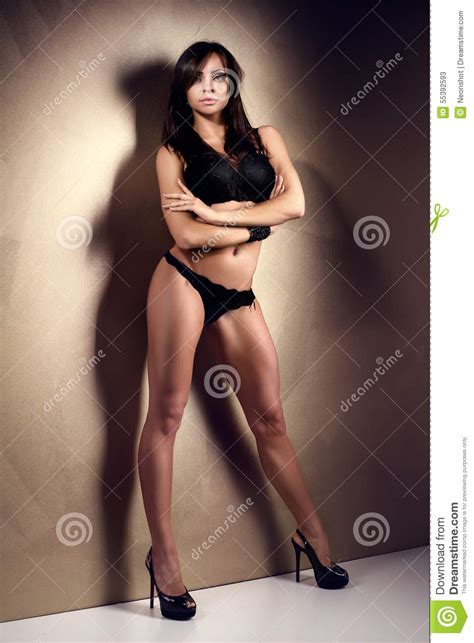 Brunette Lady In Lingerie Stock Image Image Of Elegant