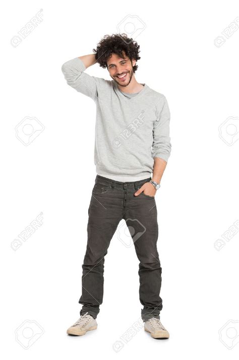 portrait  happy young man standing  white background man