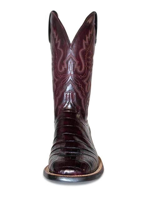 Men S Lucchese Black Cherry Caiman Belly And Smooth Ostrich Texas Boot