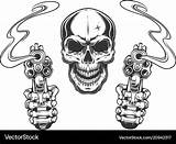 Skull Vector Revolvers Aiming Two Royalty Vectors sketch template