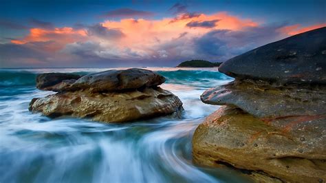 clouds landscapes nature beach rocks shore hdr photography skyscapes wallpapers hd