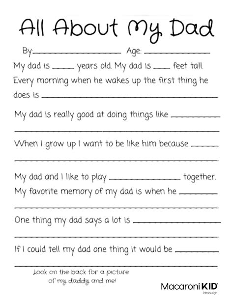 dad  fathers day questionnaire   printable