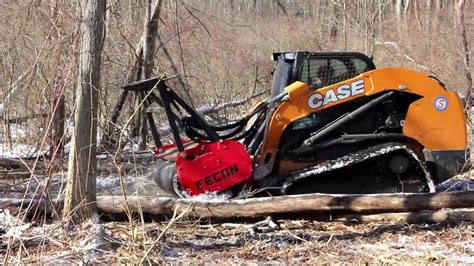 lot clearing  fecon forestry mulcher  case tv skid steer  view part  youtube