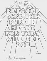 Coloring Pages Heart Kids Blessed Pure Beatitudes Matthew Bible Verse Printable Sheets Sunday School Coloringpagesbymradron Crafts Colouring Adult Color God sketch template