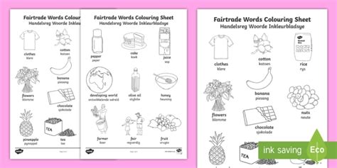 fairtrade colouring pages englishafrikaans teacher