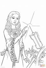 Spinning Wheel Coloring Finger Princess Her Aurora Template Pages Pricks sketch template