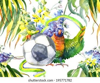 parrot ball seamless pattern watercolor illustration stock illustration  shutterstock