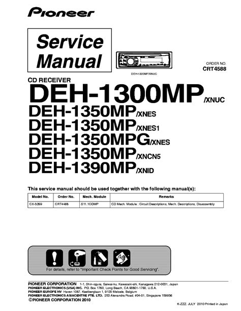 pioneer deh   mp service manual  schematics eeprom repair info