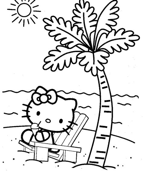kitty   beach coloring page