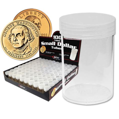 bcw clear  small dollar coin tubes  frosted screw  cap