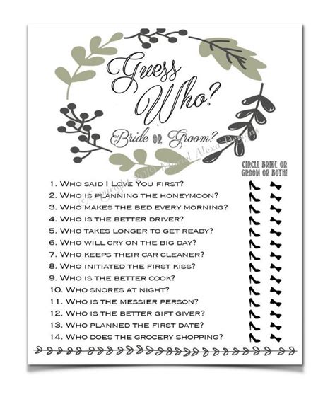 guess  bride  groom bridal shower game instant  fun