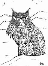 Coloring Cat Animals Pages Mountains Adults Adult Leen Margot Cats Color Printable Coloriage Chat Justcolor Stress Anti Nggallery Books Nature sketch template
